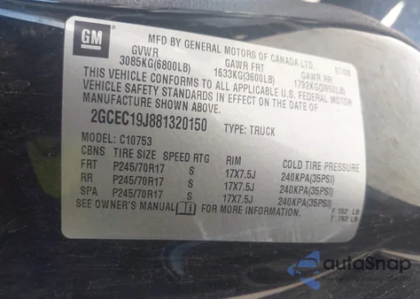 2008 Chevrolet Silverado 1500 Lt1 from USA, damaged, VIN 2GCEC19J881320150